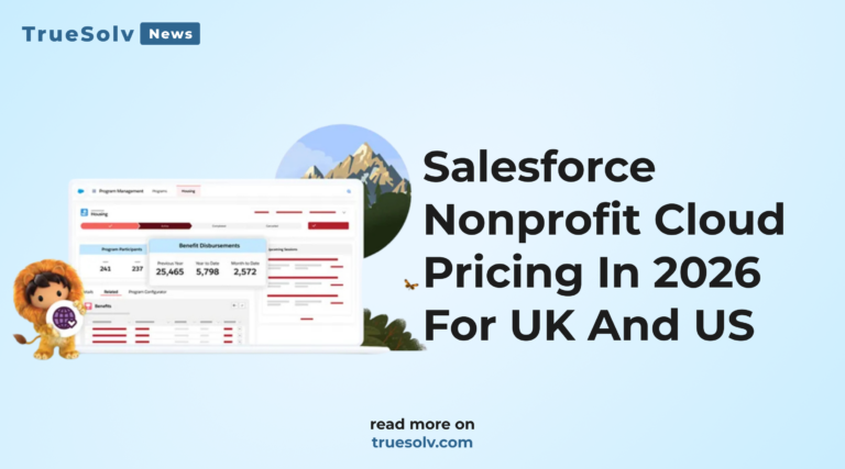 Salesforce Nonprofit Cloud pricing table with free licenses, paid editions and implementation costs